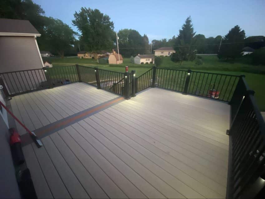 Composite decking materials with diverse shapes, colors, and orientations