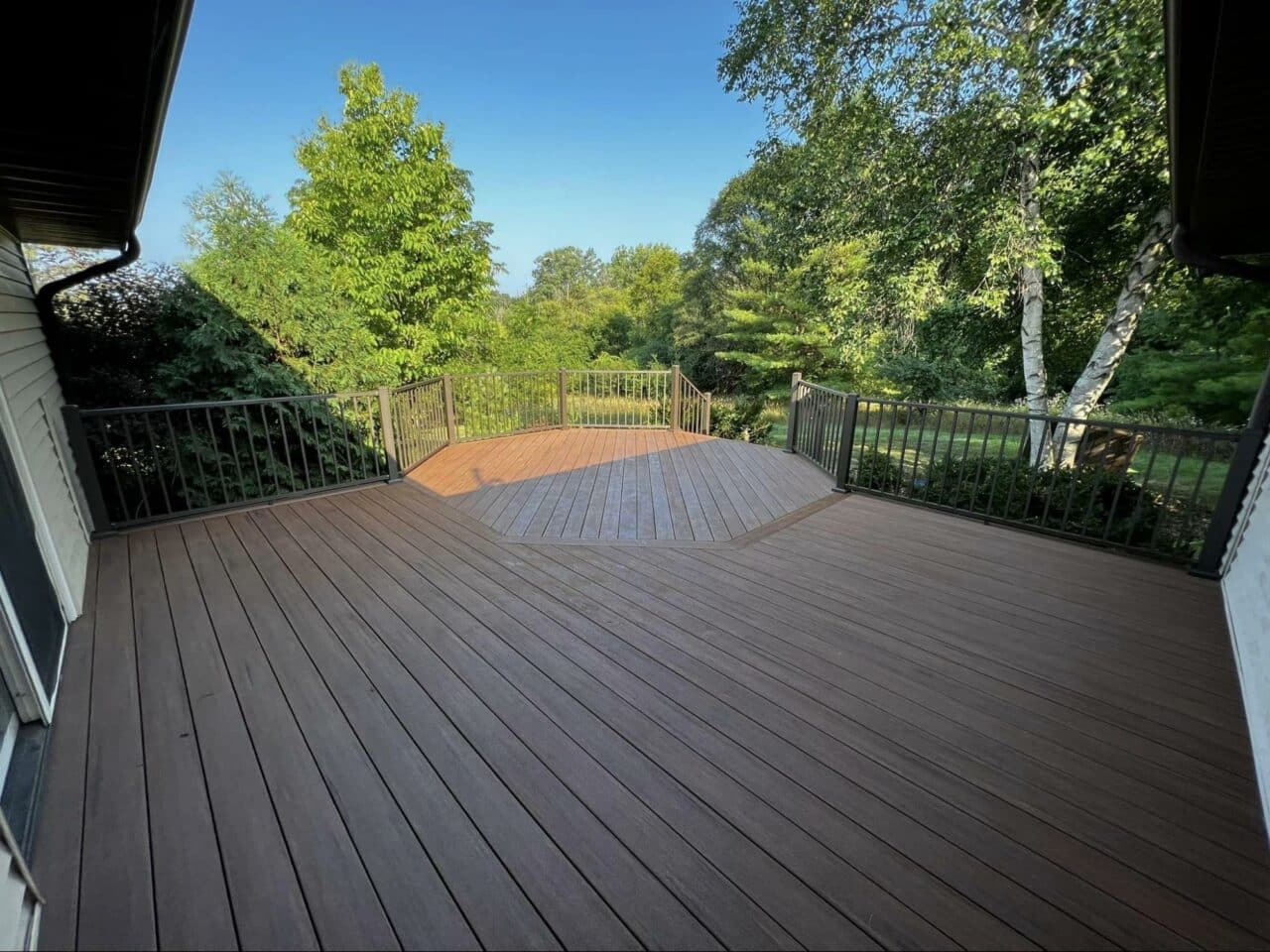 Photo of Composite Deck Boards with Black Railing