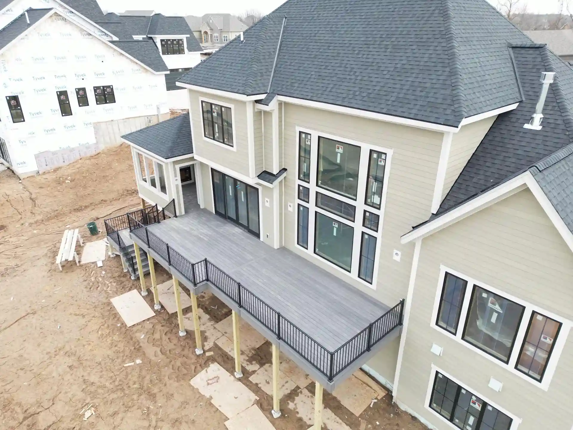 photo of a deck being built