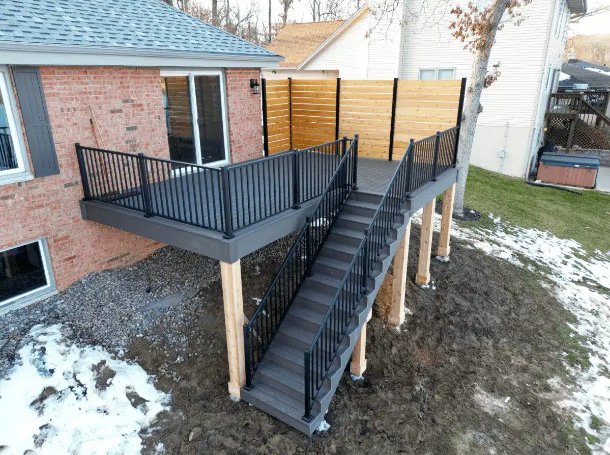 photo of a custom deck in the winter - Why Winter Is the Perfect Time for Home Improvement Projects - Deck Builders near me